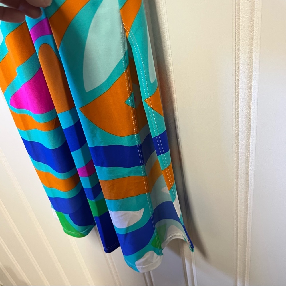 Jude Connally Anya Abstract Aqua Midi Dress XS Pink Blue Orange Beach - Picture 4 of 9